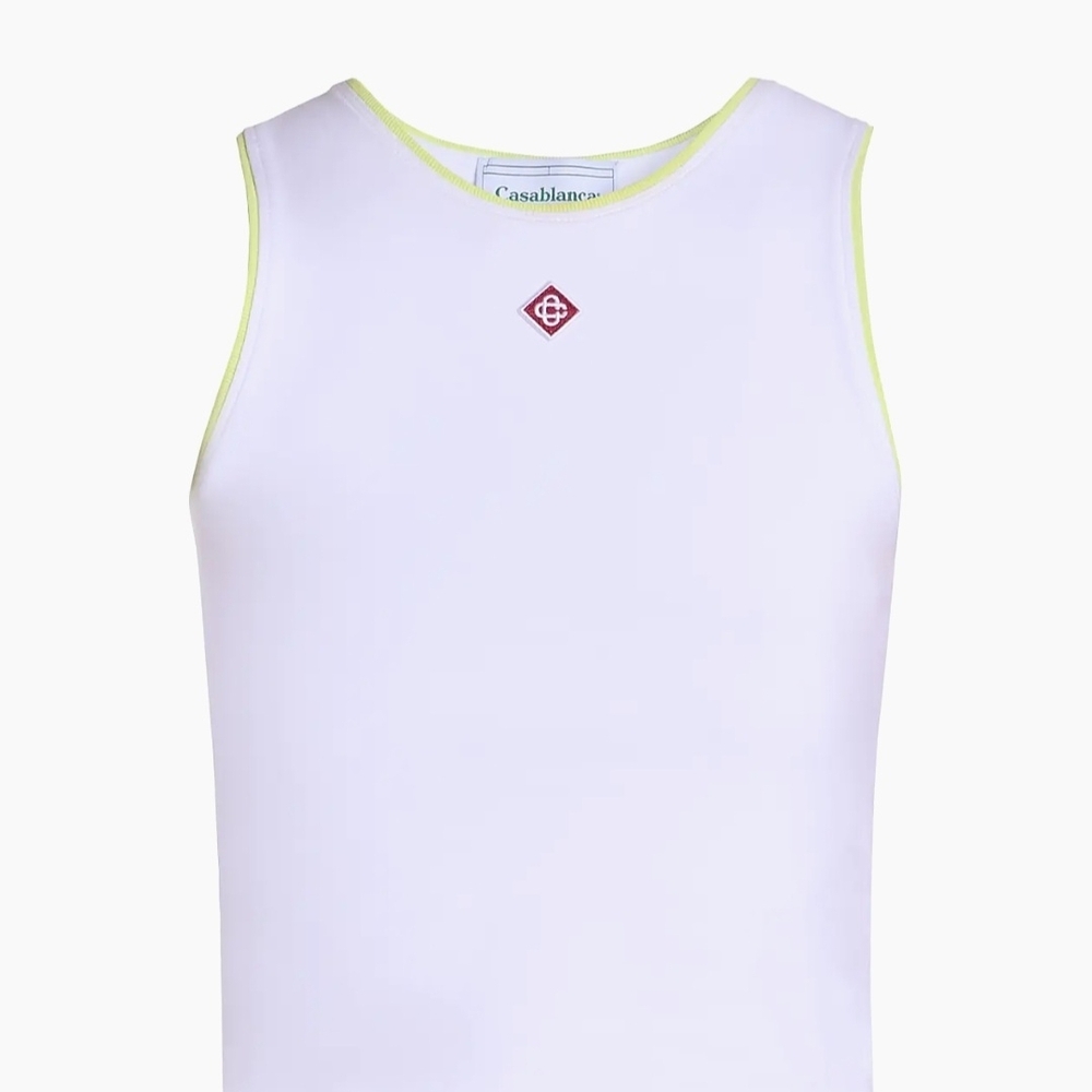 Casablanca White Tank Top with Yellow Accents